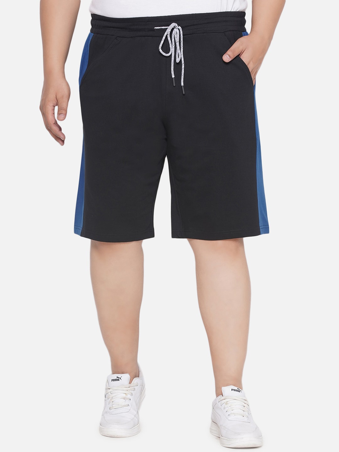 

Santonio Men Plus Size Mid-Rise Pure Cotton Shorts, Black