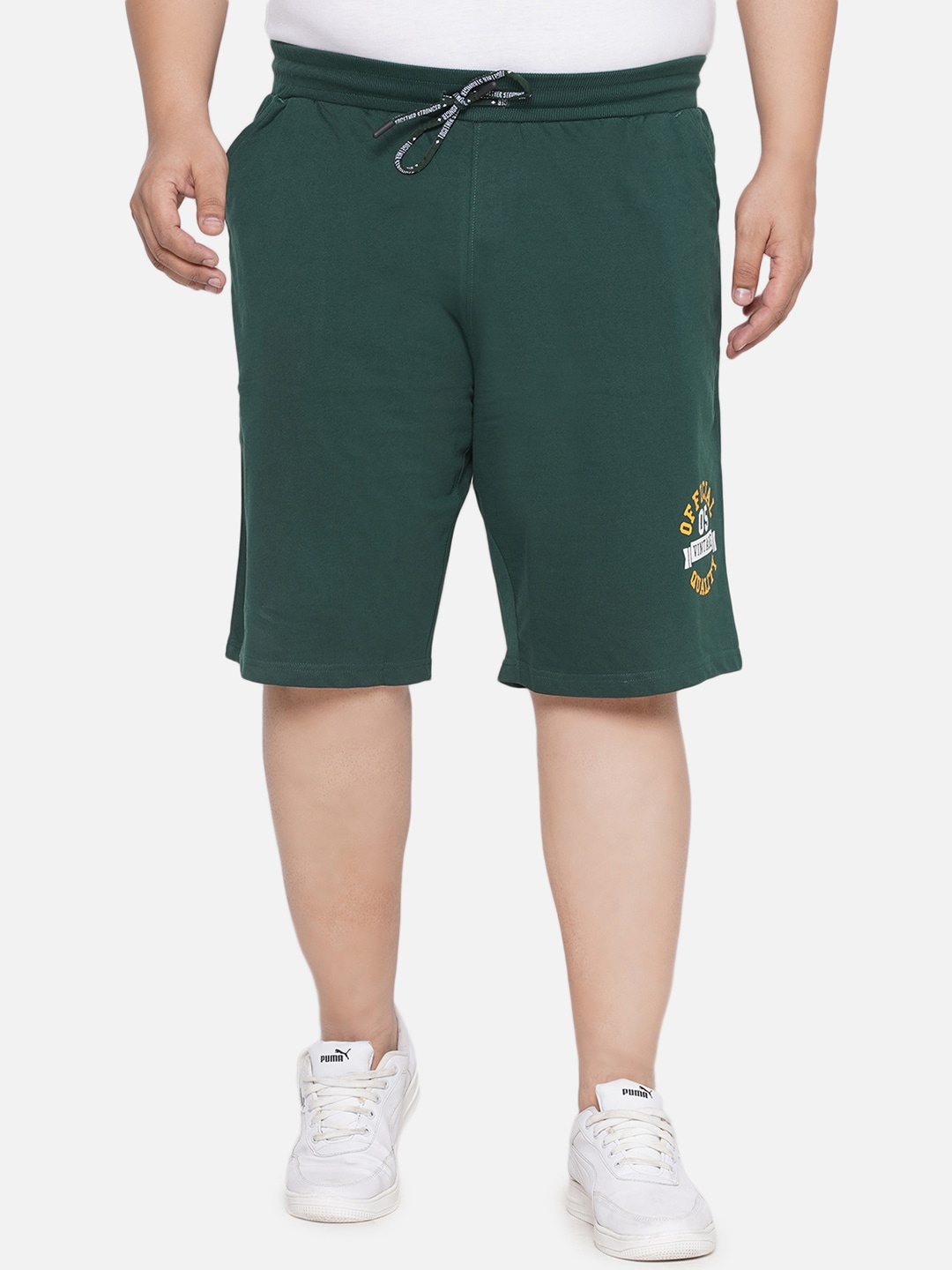 

Santonio Men Plus Size Mid-Rise Pure Cotton Shorts, Green