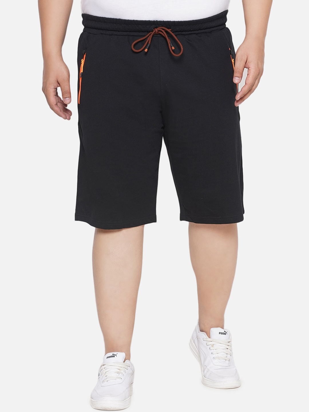 

Santonio Men Plus Size Mid-Rise Pure Cotton Shorts, Black