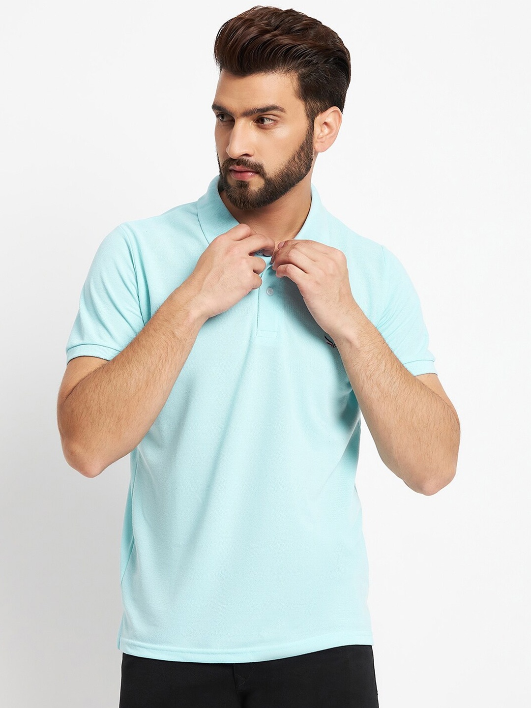 

VERO AMORE Polo Collar Cotton T-Shirt, Blue