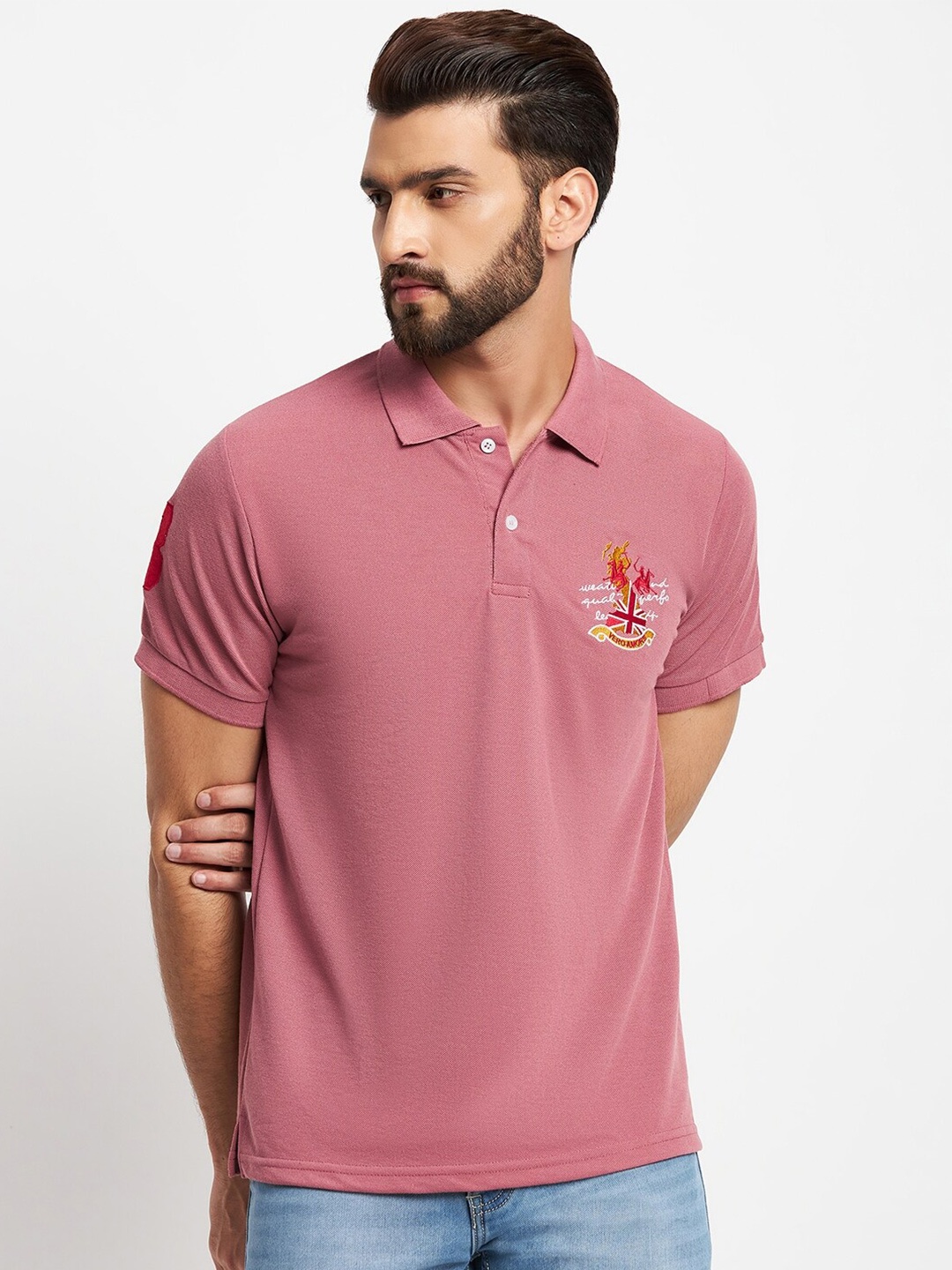 

VERO AMORE Polo Collar Cotton T-Shirt, Pink