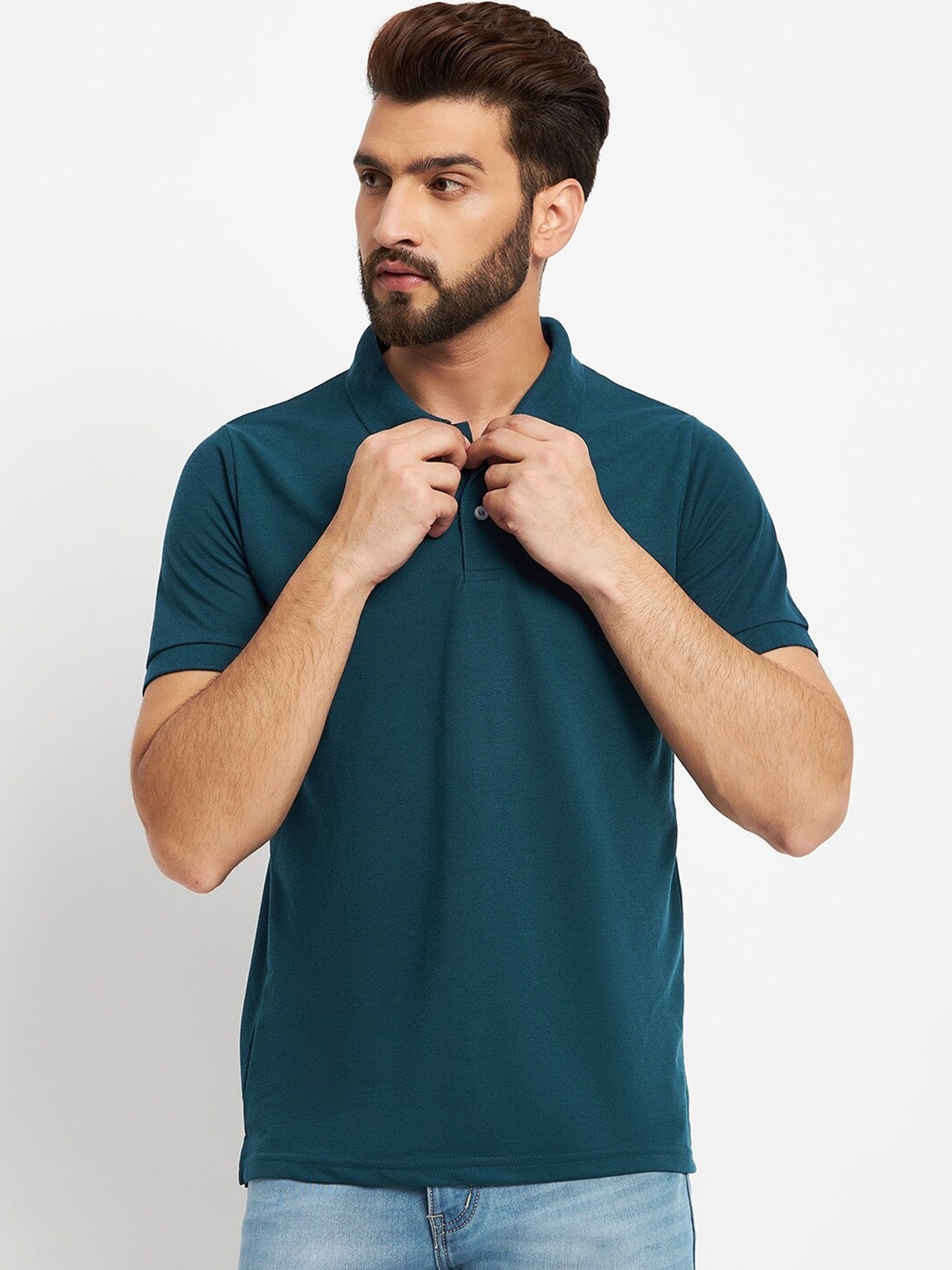 

VERO AMORE Polo Collar Cotton T-Shirt, Blue