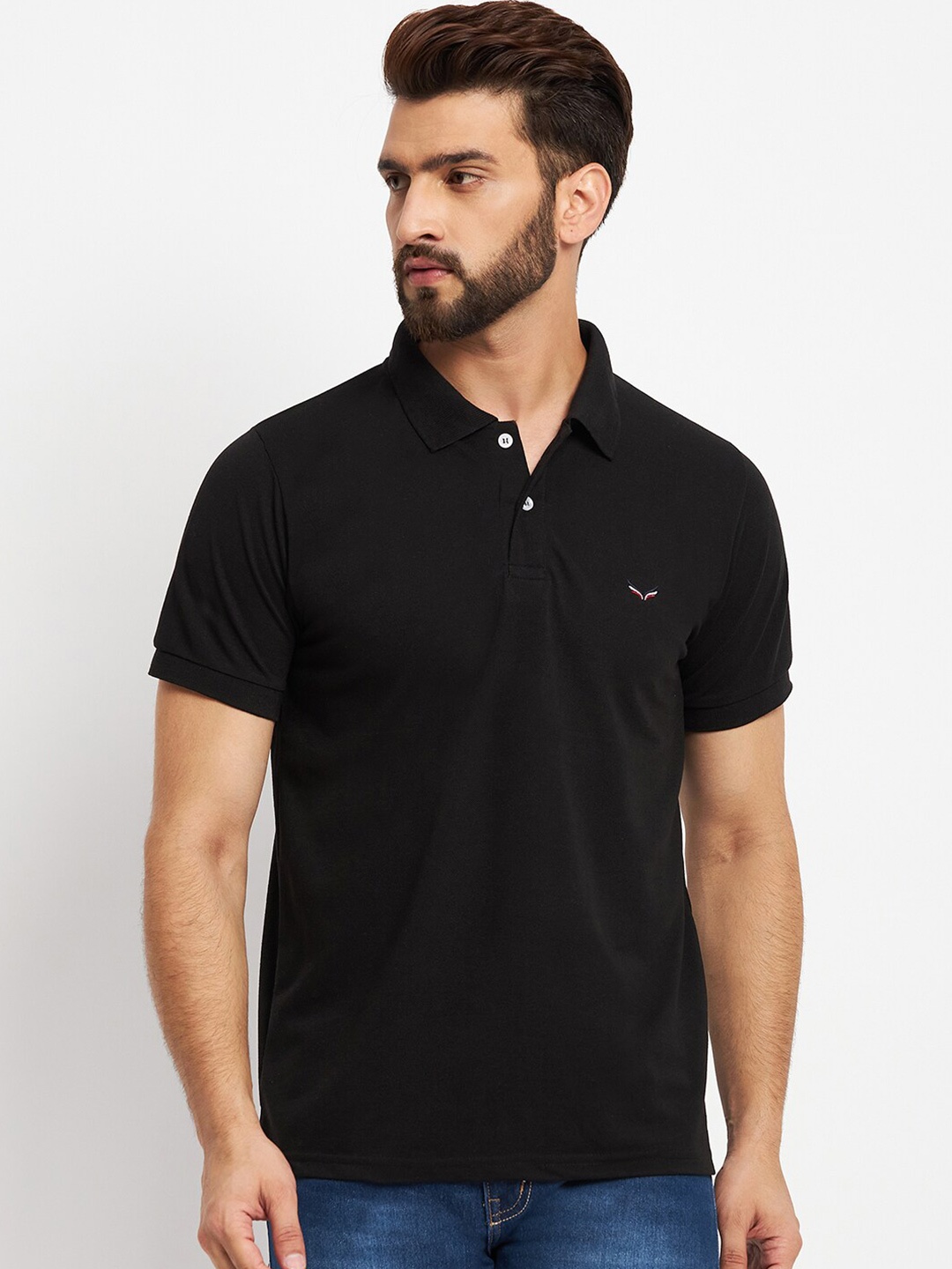 

VERO AMORE Polo Collar Cotton T-shirt, Black