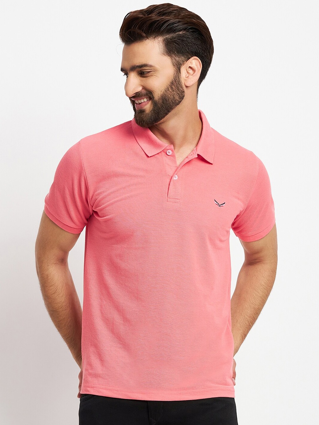 

VERO AMORE Polo Collar Cotton T-Shirt, Peach