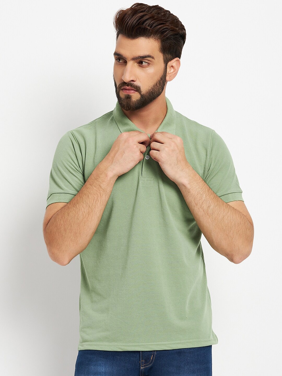 

VERO AMORE Polo Collar Cotton T-Shirt, Green
