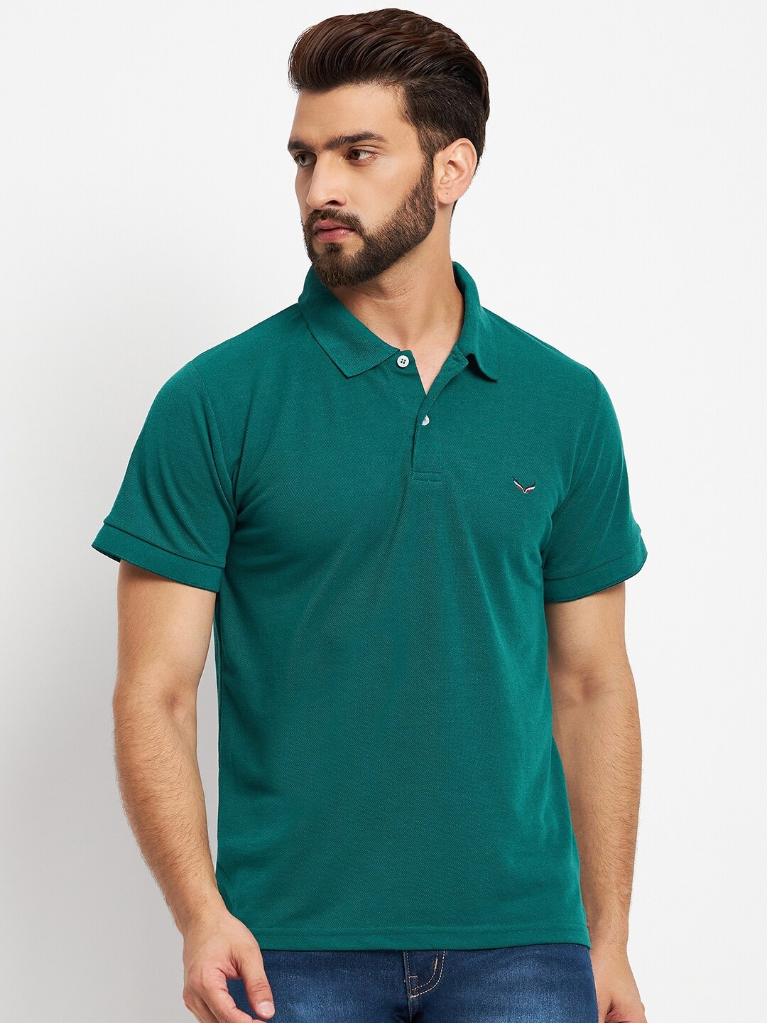 

VERO AMORE Polo Collar Cotton T-shirt, Teal