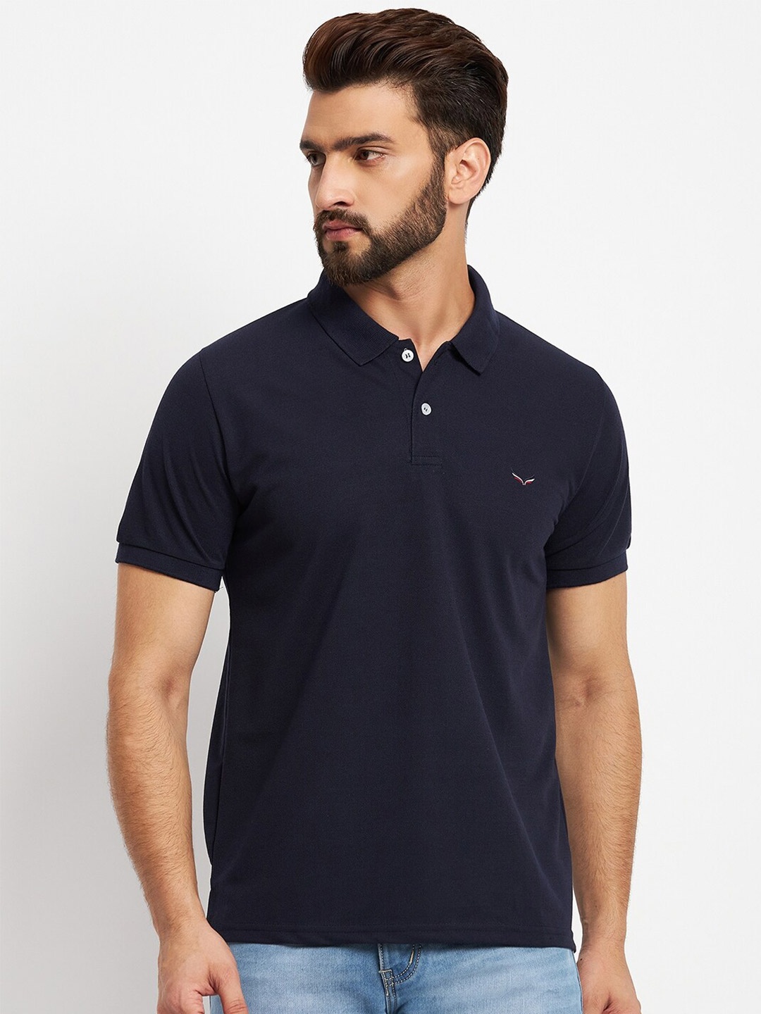

VERO AMORE Polo Collar Cotton T-shirt, Navy blue