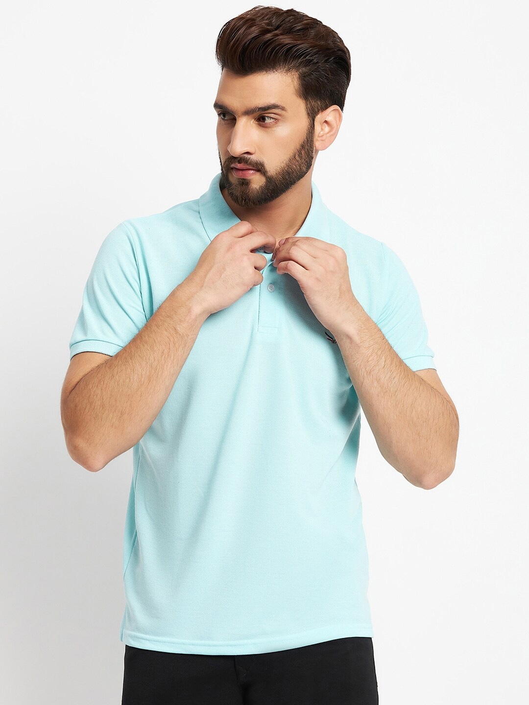 

VERO AMORE Polo Collar Cotton T-shirt, Blue