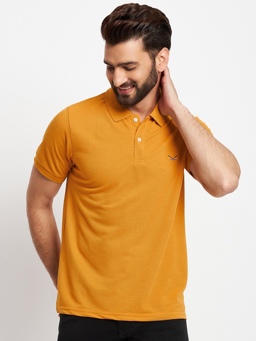 

VERO AMORE Polo Collar Cotton T-shirt, Mustard
