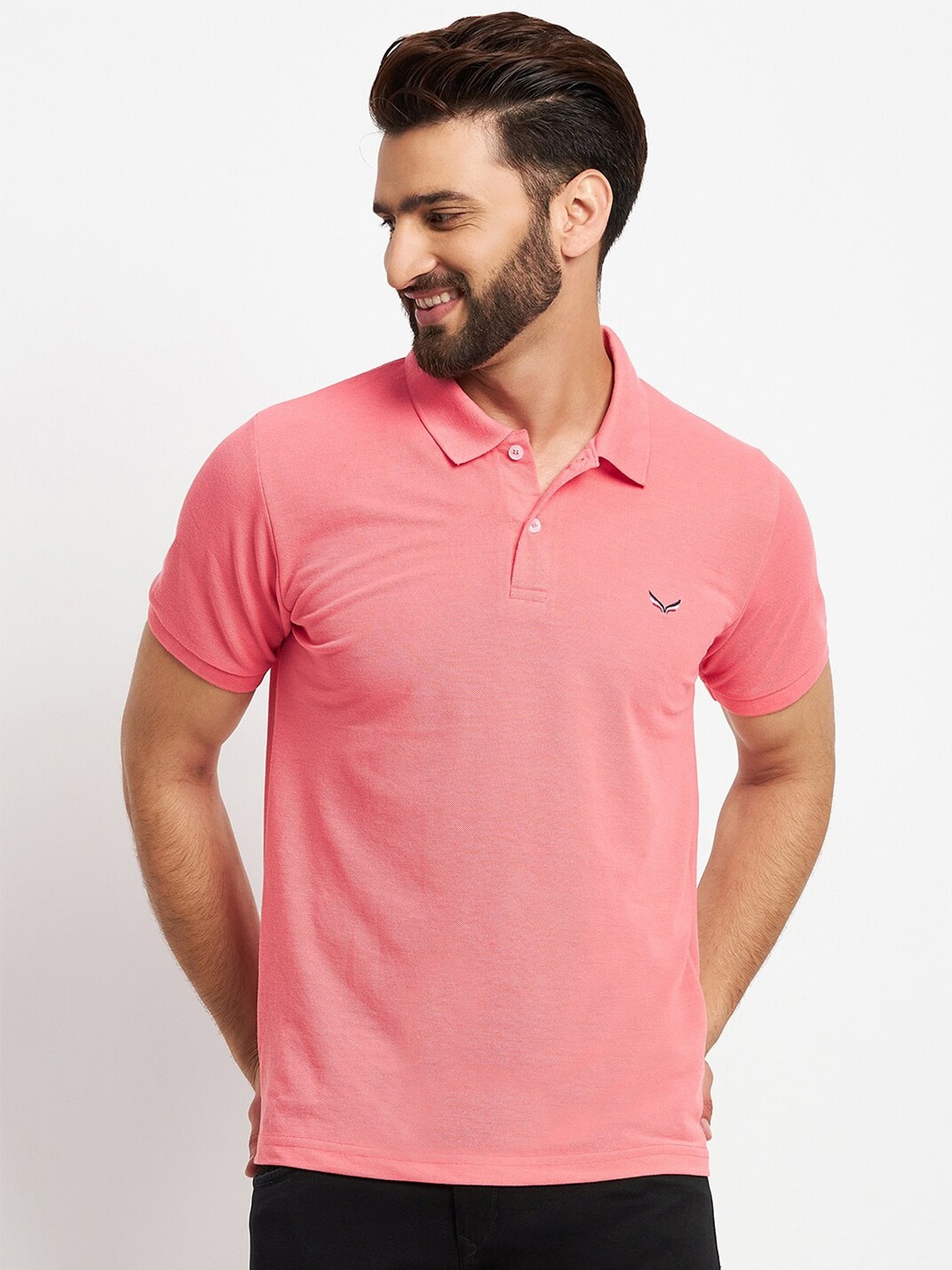 

VERO AMORE Polo Collar Cotton T-shirt, Peach