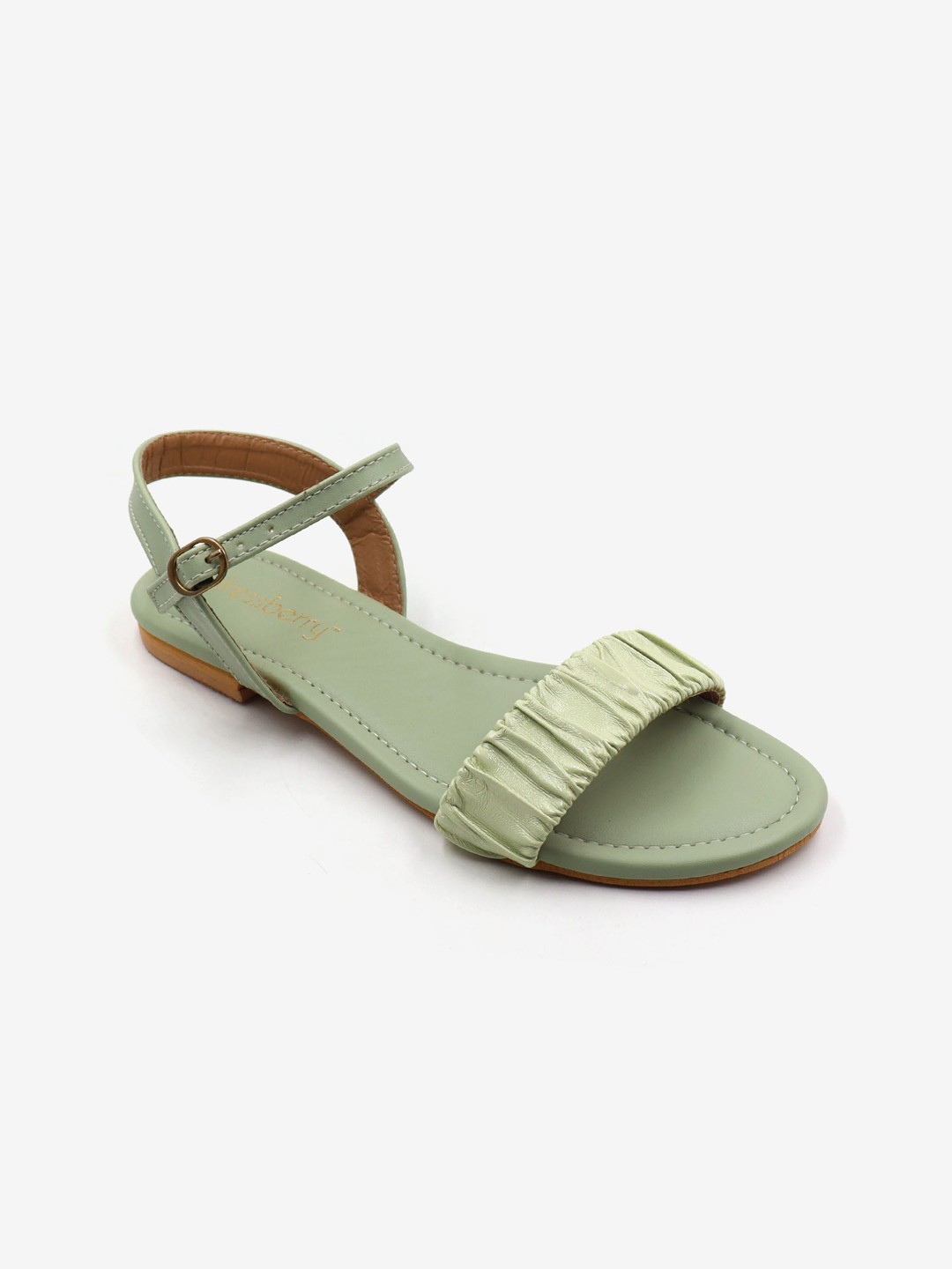 

DressBerry Sea Green Textured Open Toe Flats