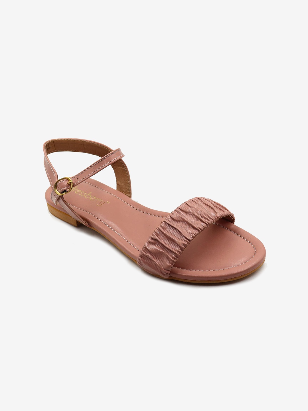 

DressBerry Peach-Coloured Textured Open Toe Flats