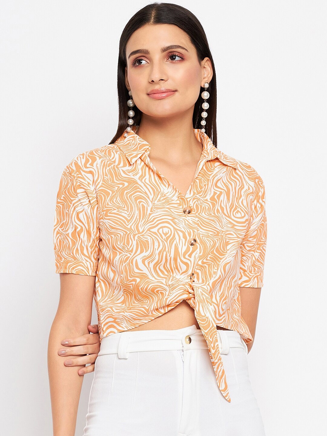 

Duke Abstract Printed Casual Shirt, Orange