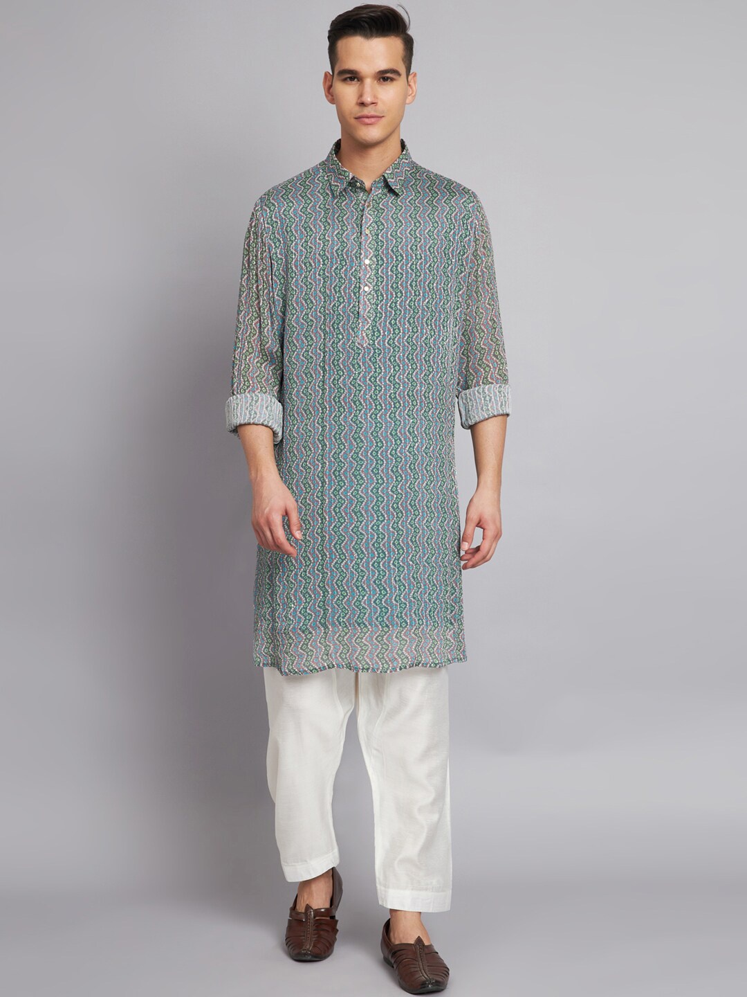

MAXENCE Bandhani Printed Regular Georgette Kurta With Salwar, Blue