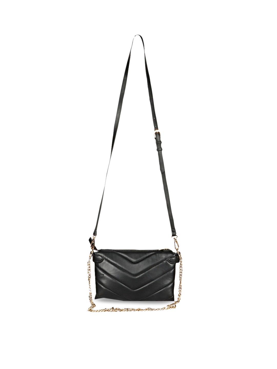 

Saint G Textured Leather Structured Sling Bag With Quilted, Black