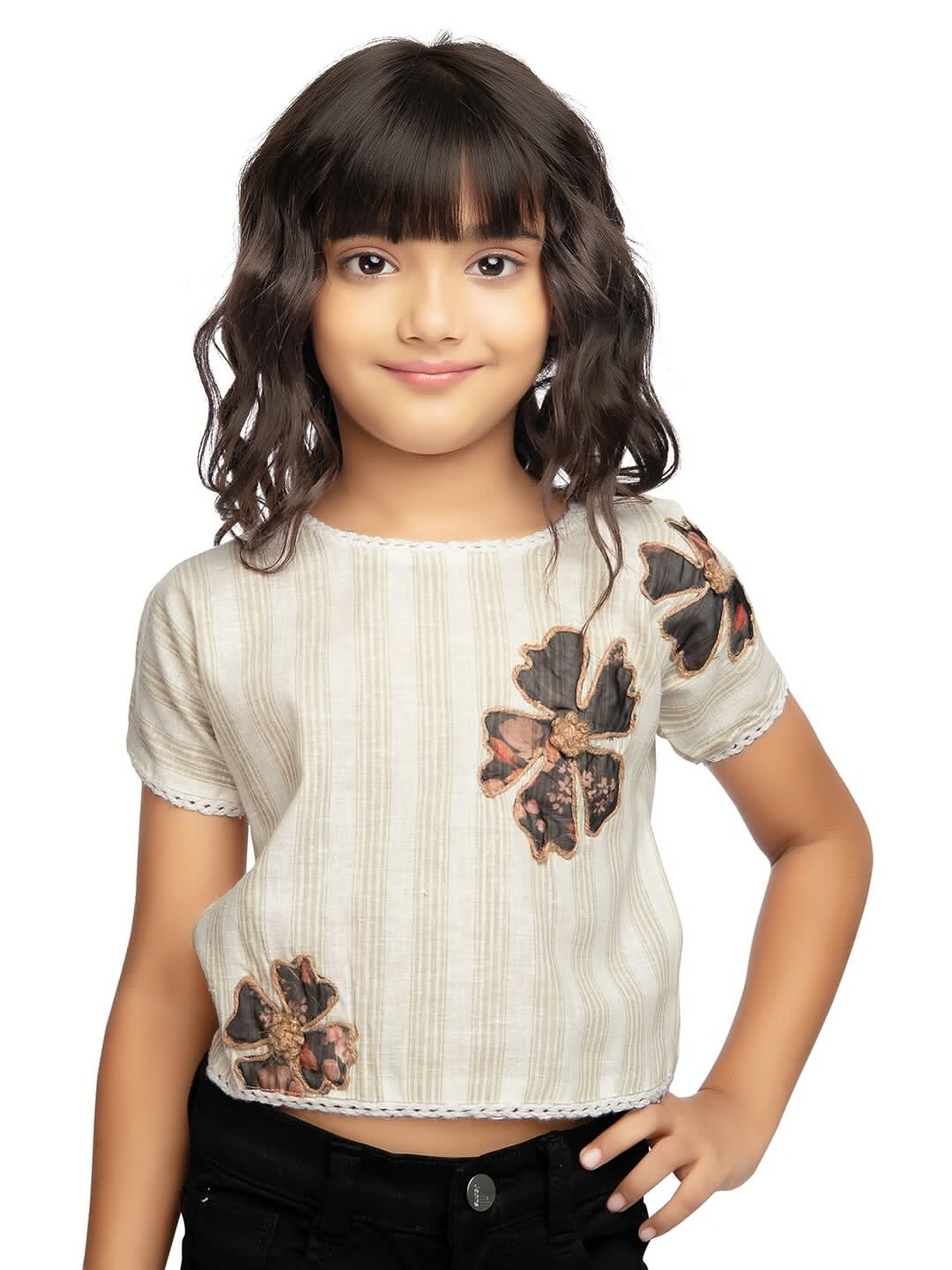 

Tiny Kingdom Floral Printed Cotton Top, Cream