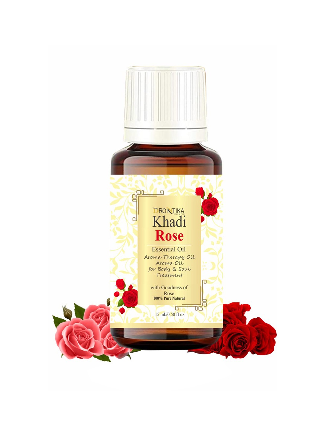 

DRONTIKA 100% Pure & Natural Khadi Rose Essential Oil - 15 ml, Yellow