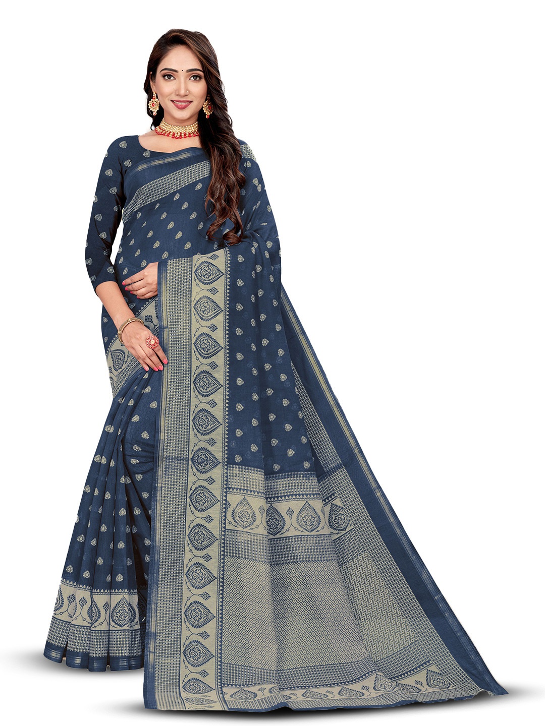

Dori Ethnic Motifs printed Zari Saree, Blue
