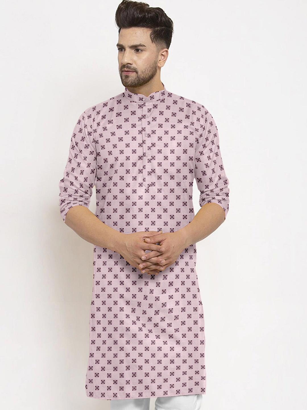 

Shiv Leela Ethnic Motifs Printed Cotton Kurta, Mauve