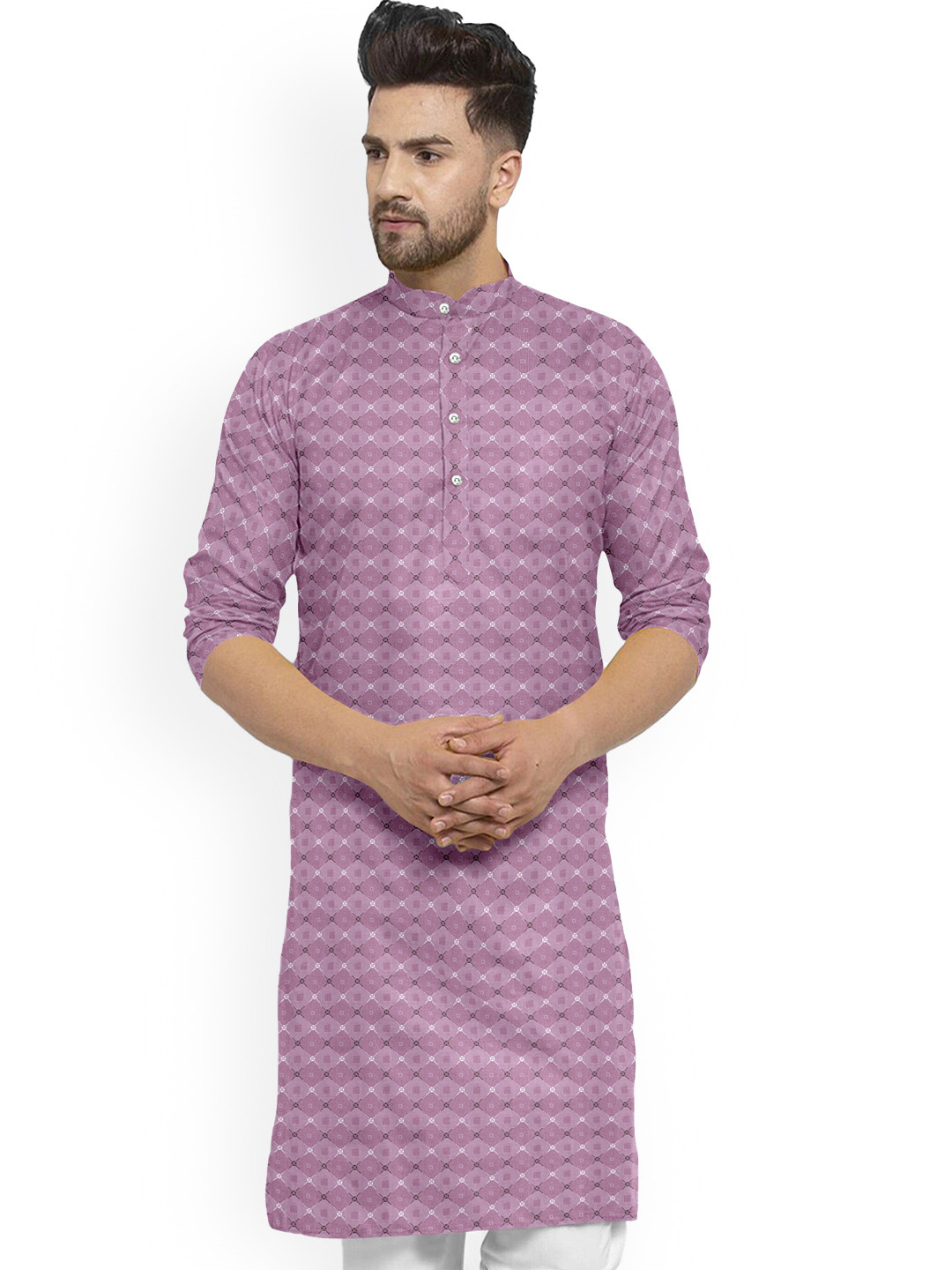 

Shiv Leela Geometric Printed Cotton Kurta, Purple