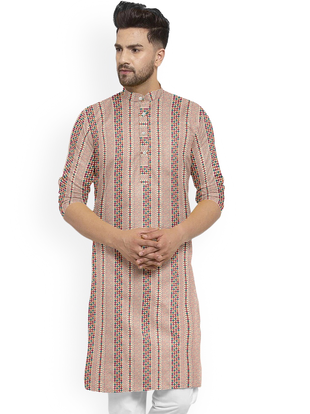 

Shiv Leela Bandhani Printed Cotton Kurta, Beige