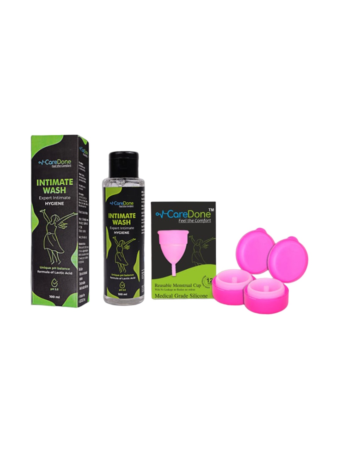 

CareDone Set of Intimate Wash with 2 Silicone Menstrual Cup, Pink