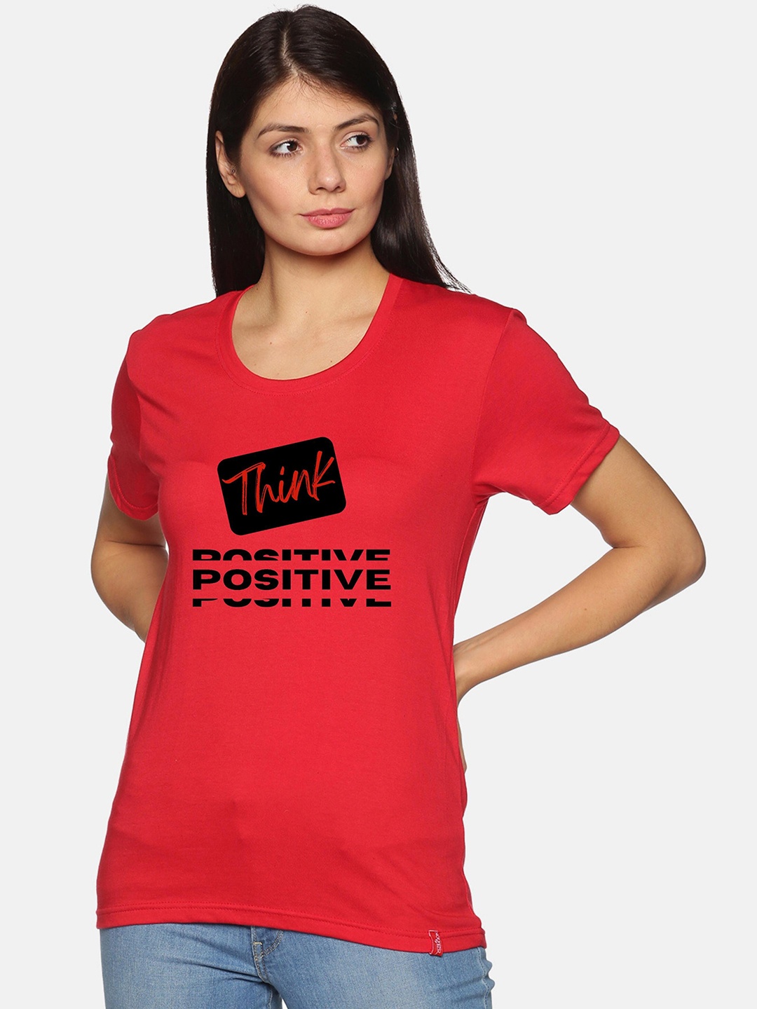

NOT YET by us Typography Printed Cotton T-shirt, Red