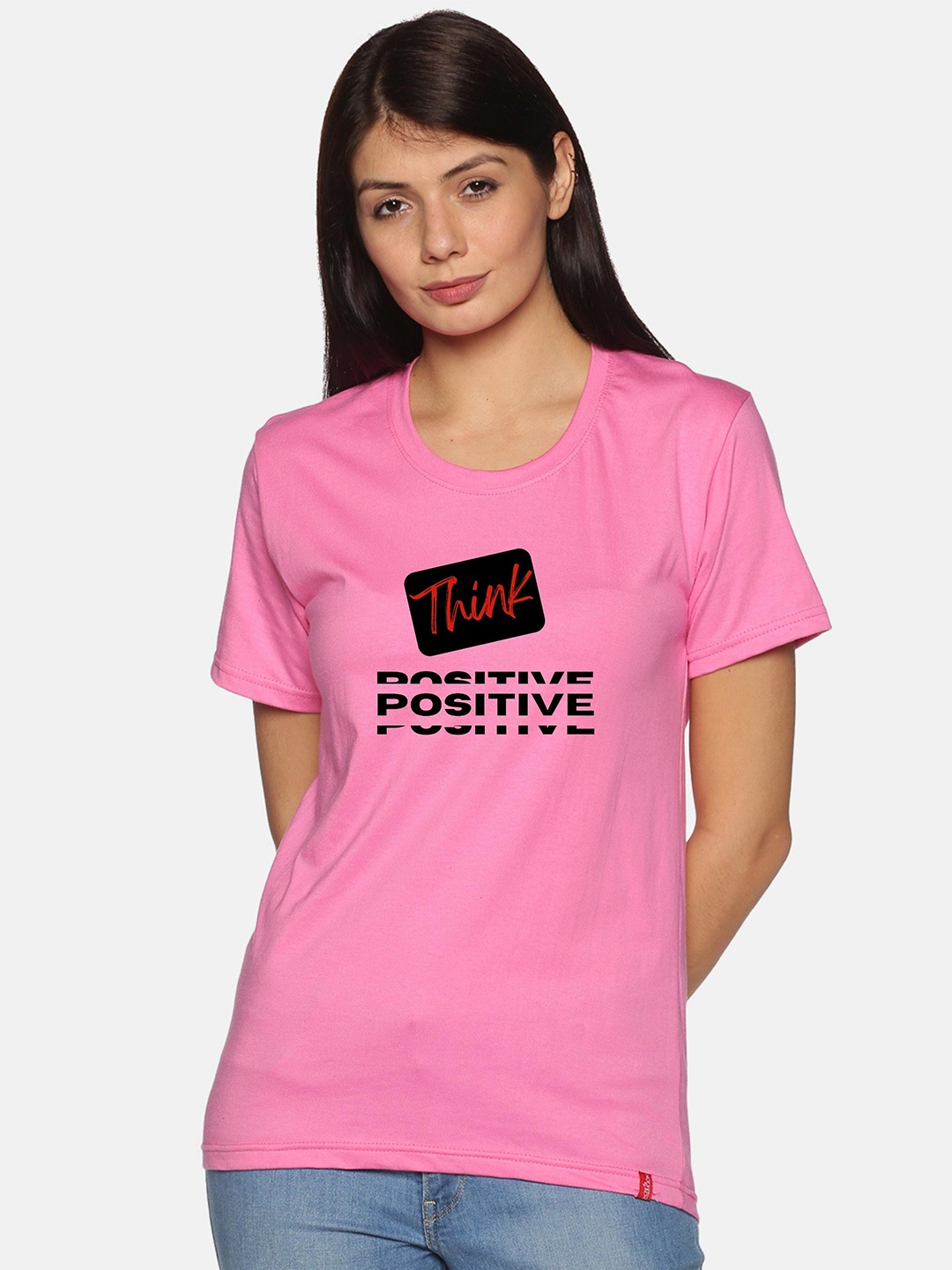 

NOT YET by us Typography Printed Cotton T-shirt, Pink