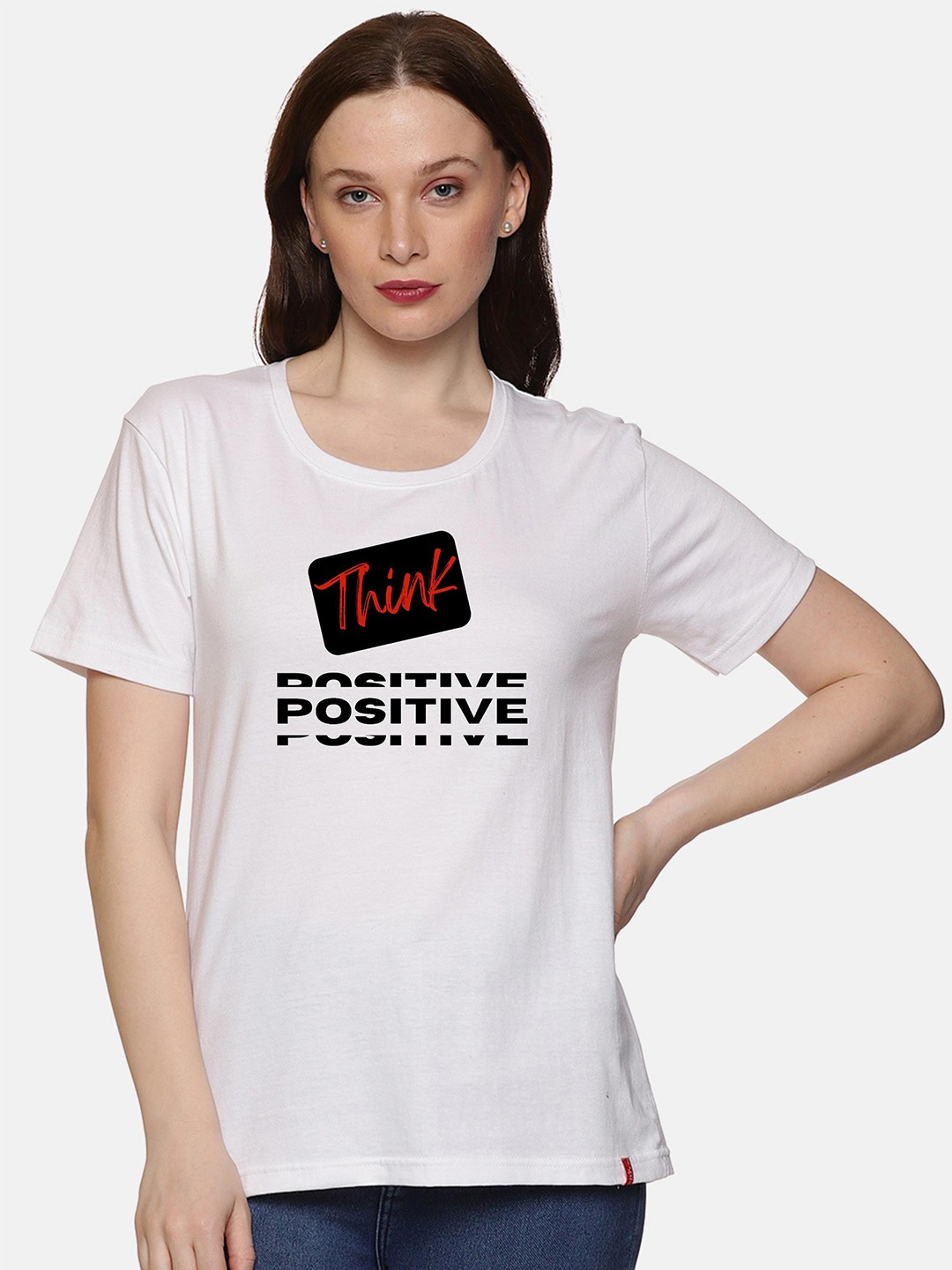 

NOT YET by us Typography Printed Cotton T-shirt, White