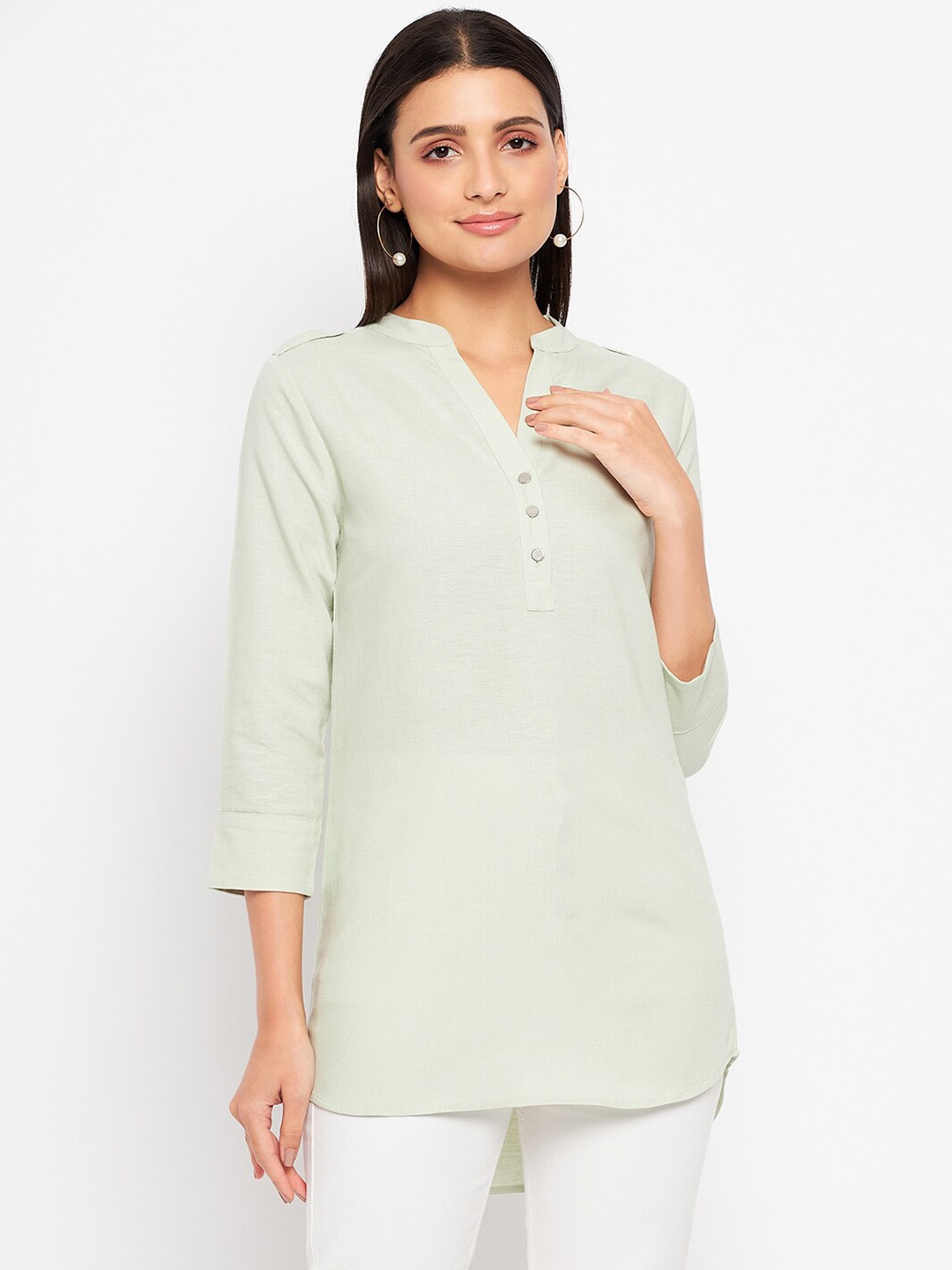 

Duke Mandarin Collar Tunic, Green