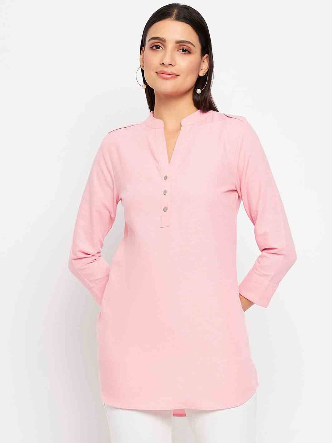 

Duke Mandarin Collar Tunic, Pink