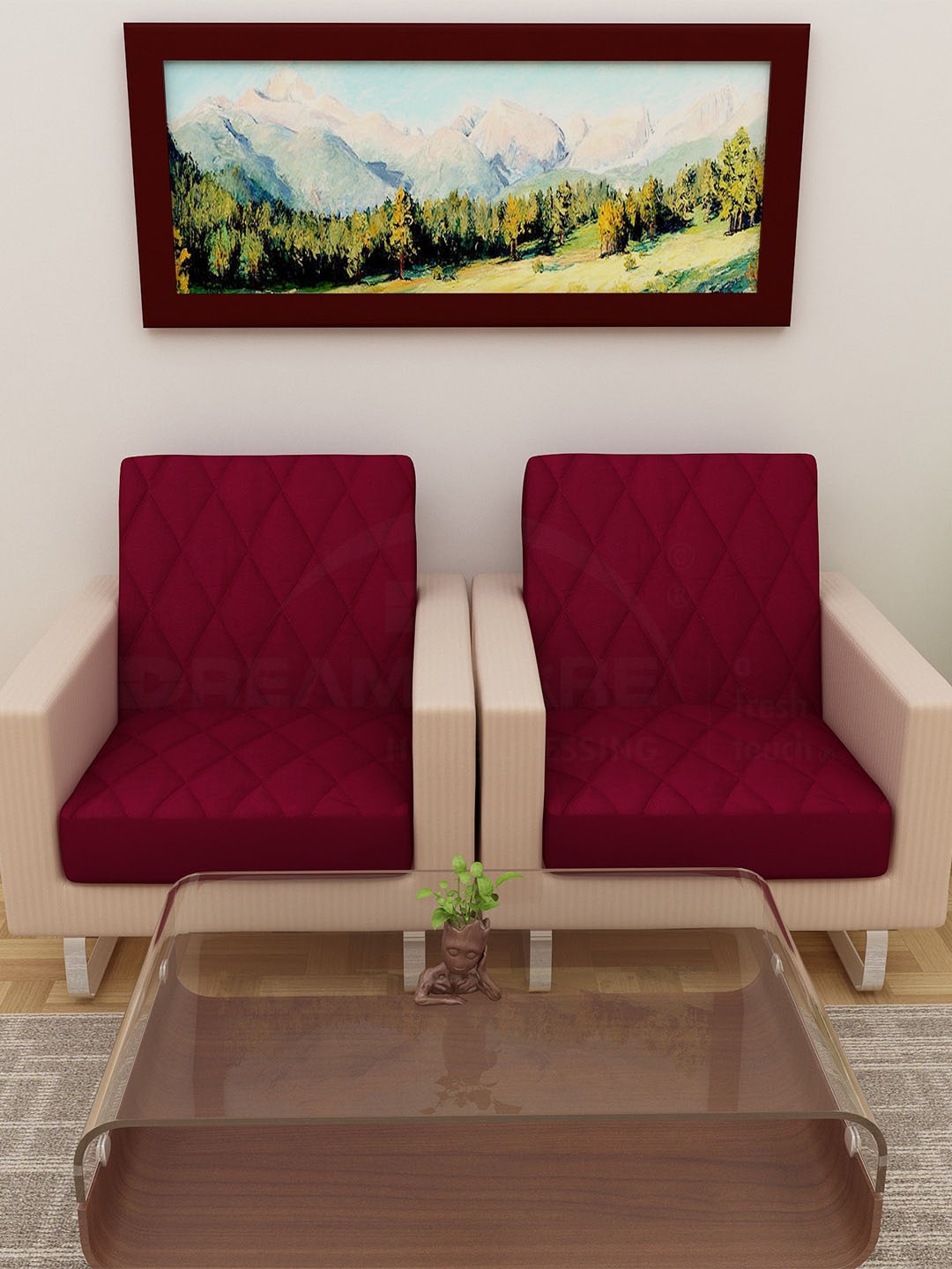 

DREAM CARE Maroon Quilted 2 Seater 5-Layered Sofa Cover
