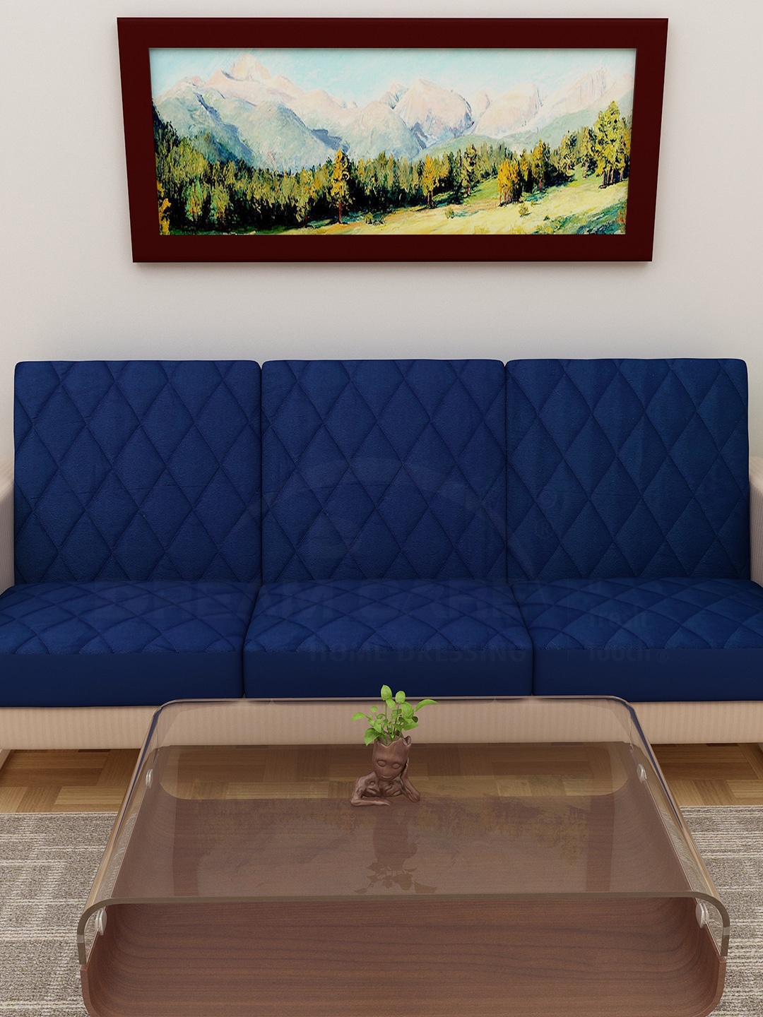 

DREAM CARE Solid 3 Layered 3 Seater Sofa Covers, Navy blue