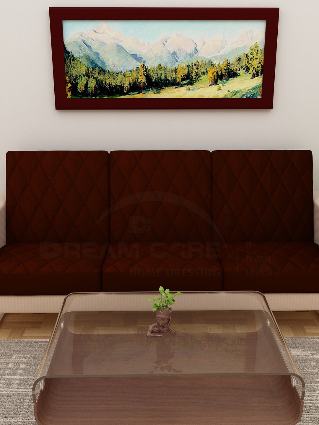 

DREAM CARE Coffee Brown Quilted 3 Seater 5-Layered Sofa Cover