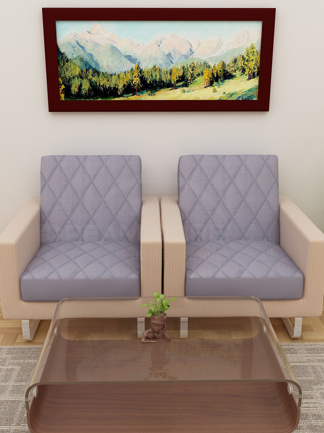 

DREAM CARE Grey Quilted 2 Seater 5-Layered Sofa Cover