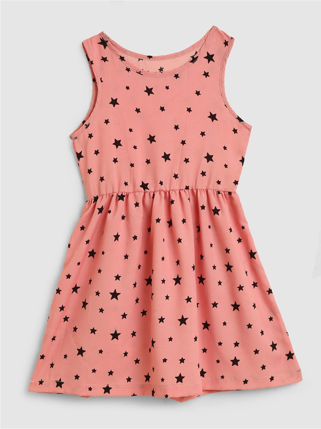 

HERE&NOW Girls Peach-Coloured Conversational Printed Fit & Flare Dress