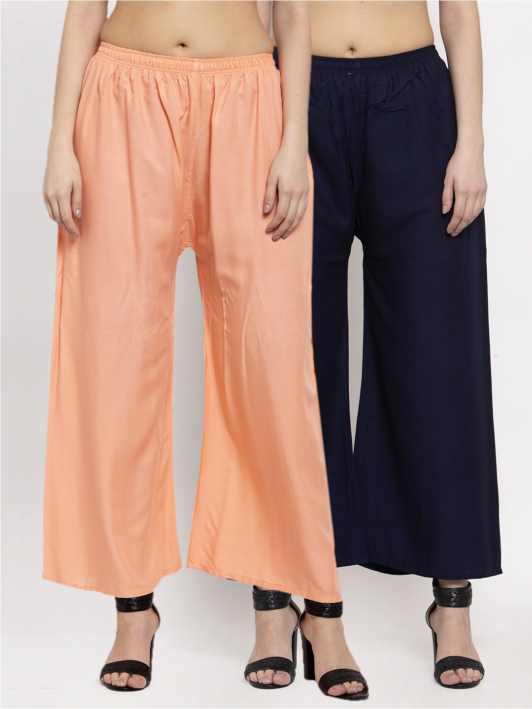 

Miaz Lifestyle Women Pack of 2 Cotton Palazzos, Navy blue