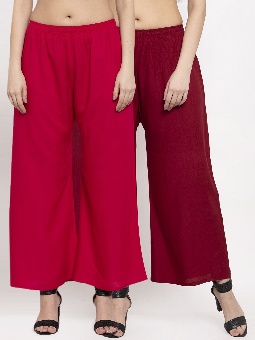 

Miaz Lifestyle Women Pack of 2 Cotton Palazzos, Pink