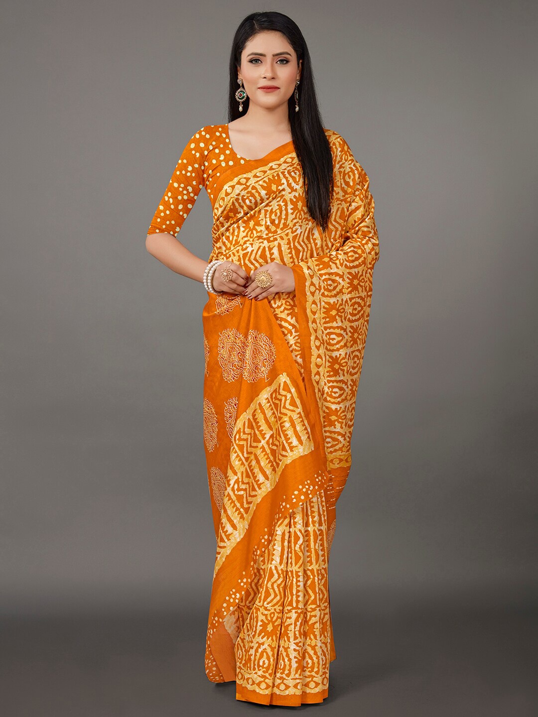 

KALINI Ethnic Motifs Printed Saree, Yellow