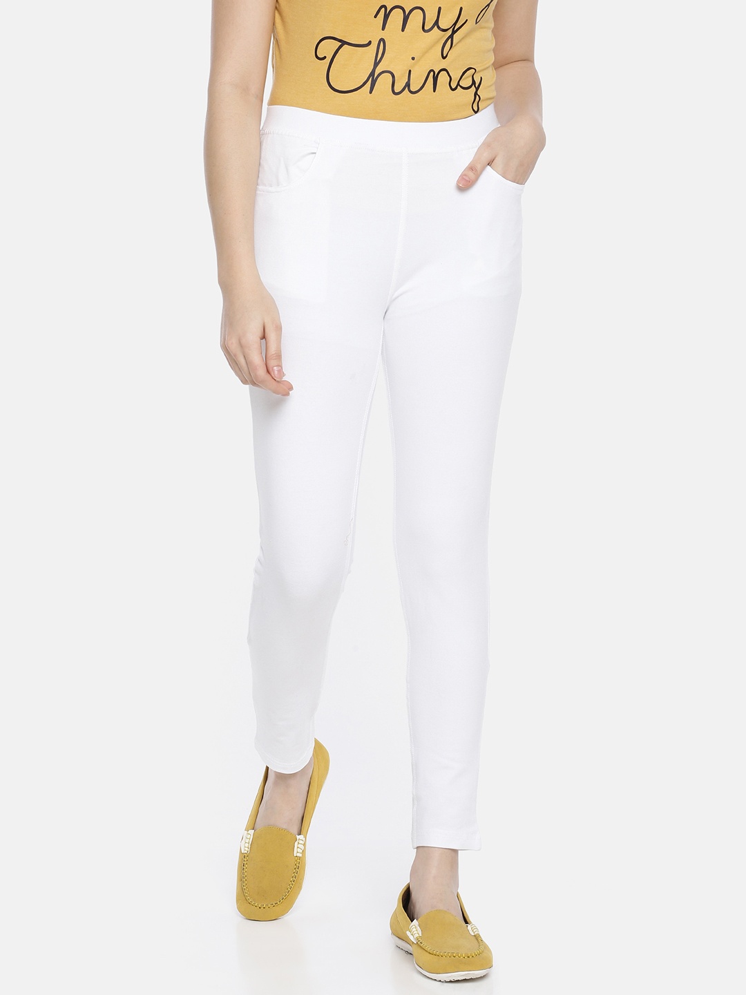 

GOLDSTROMS Women Mid-Rise Casual Jeggings, White