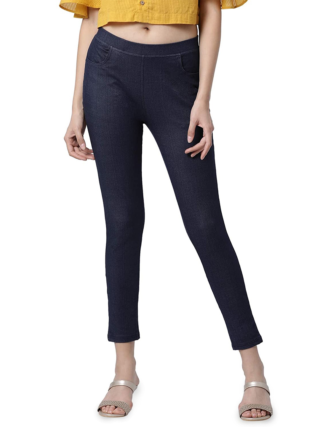 

GOLDSTROMS Women Mid-Rise Casual Jeggings, Navy blue