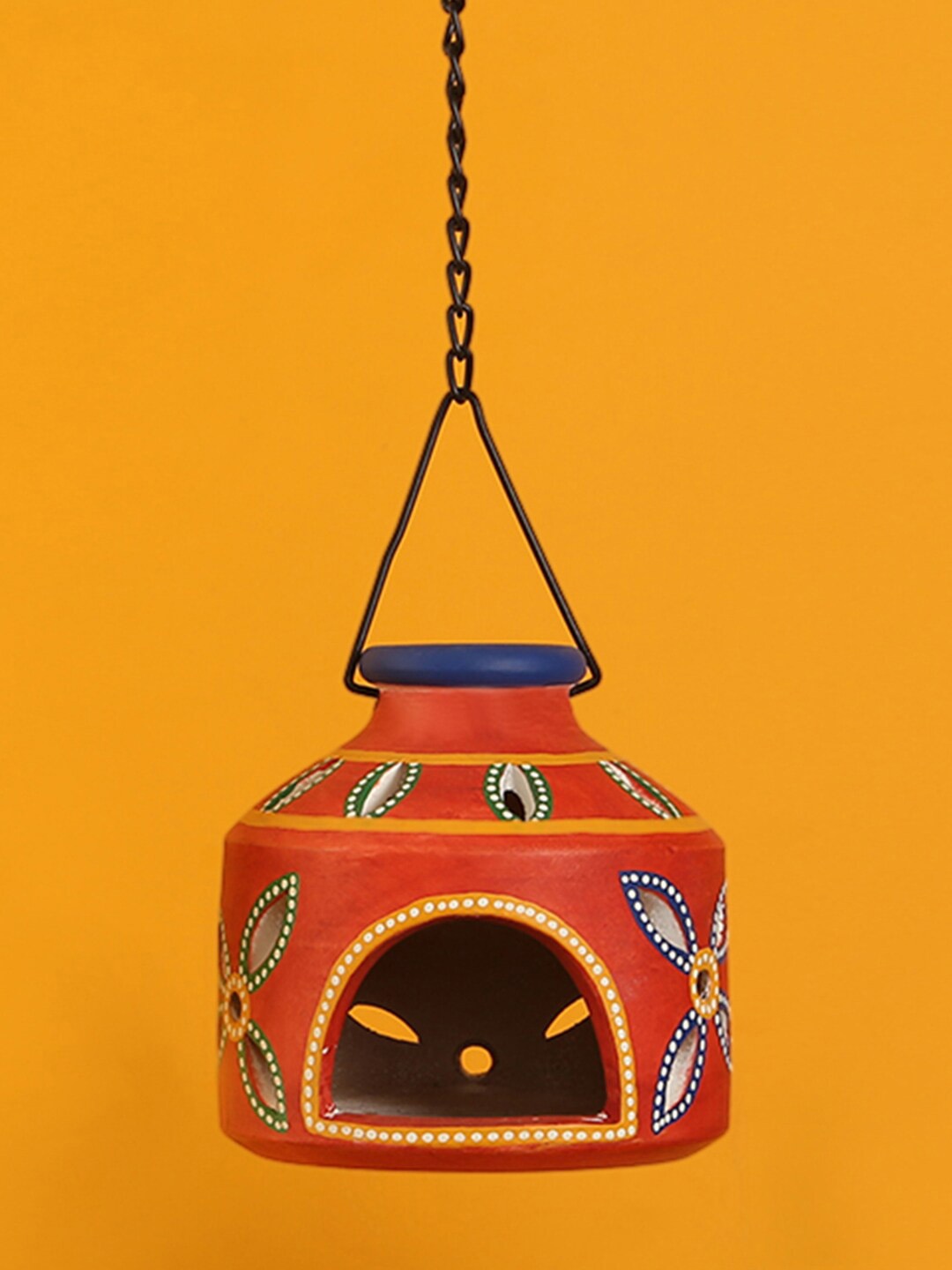 

ExclusiveLane Red Terracotta Hanging Tea-Light Holder