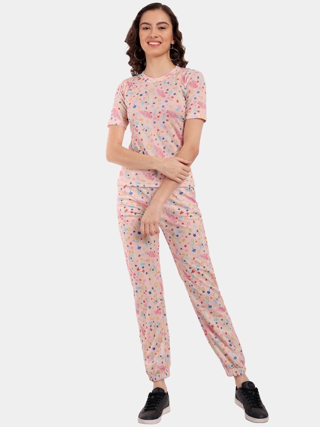 

Morang Printed T-Shirt & Joggers, Pink