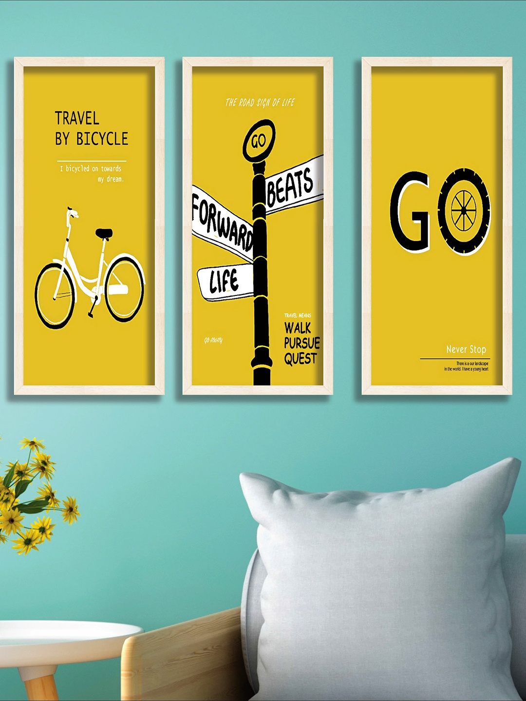 

SAF Yellow 3 Pieces Printed Framed Wall Art