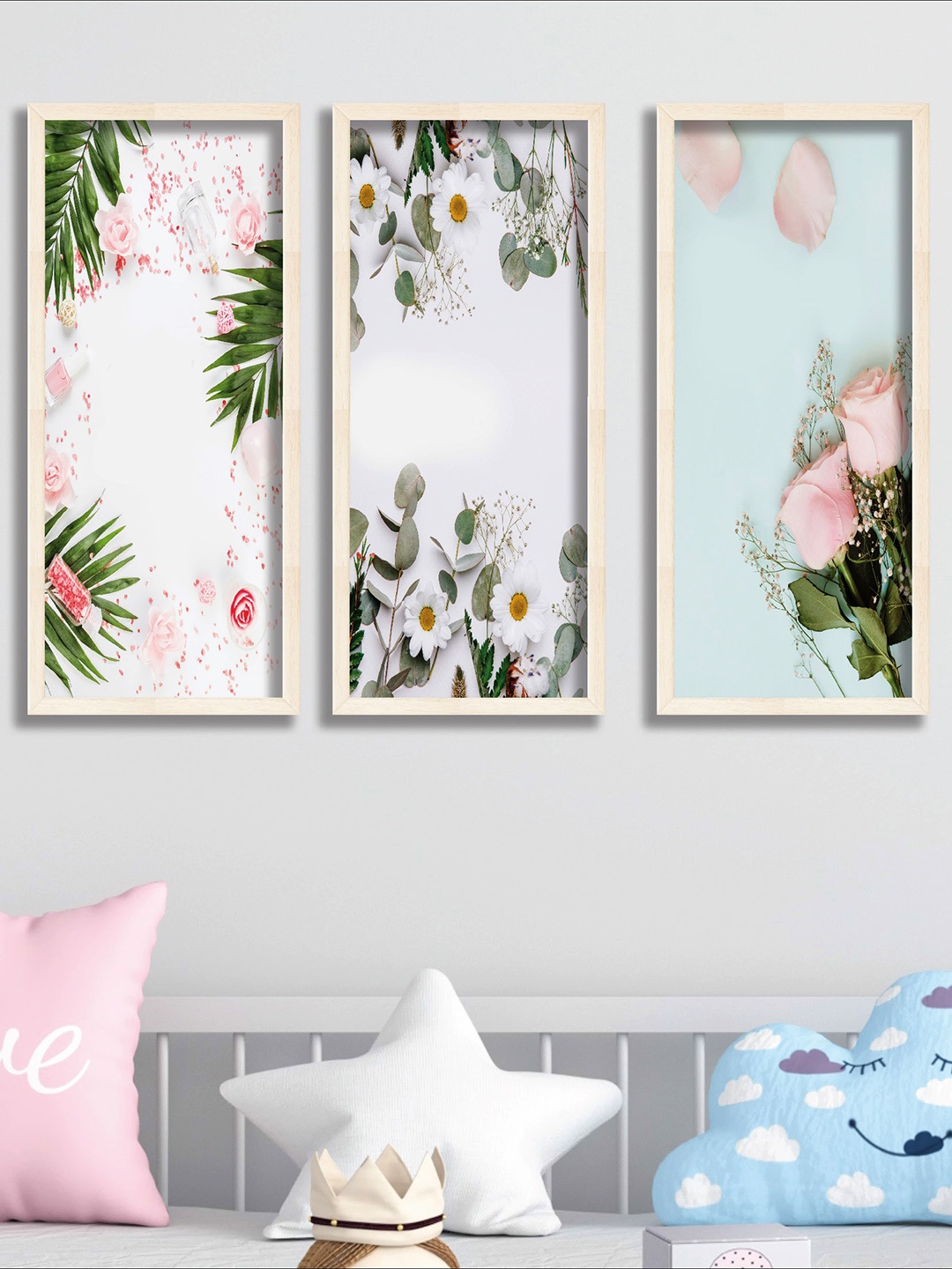 

SAF Pink & White 3 Pieces Floral Framed Wall Art