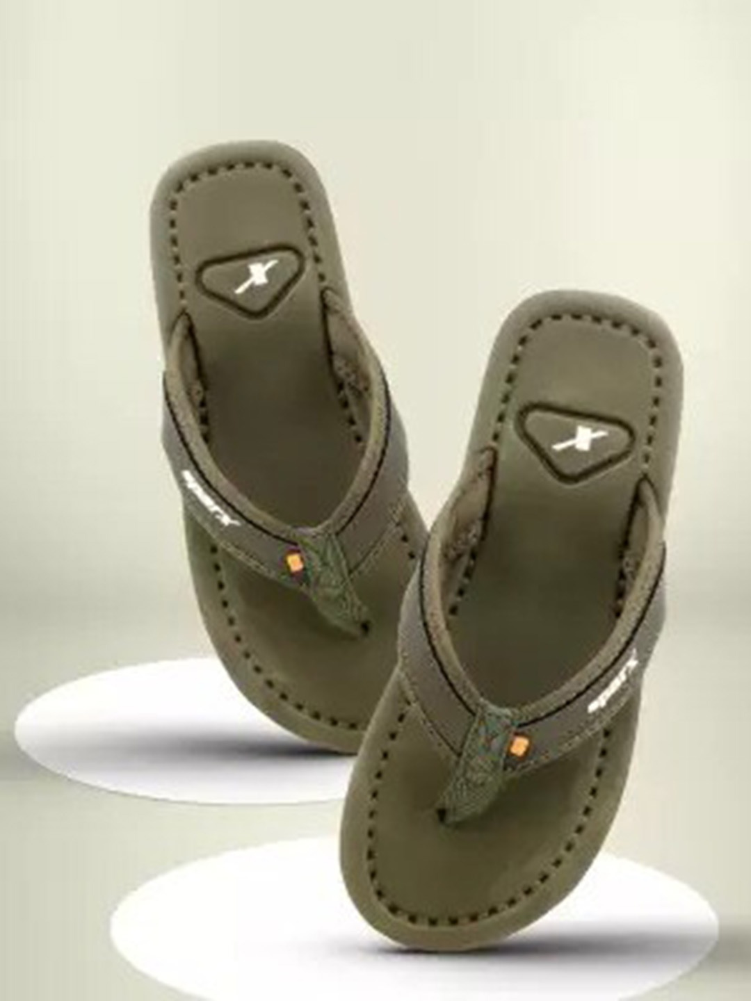 

Sparx Men Brand Logo Printed Thong Flip-Flops, Olive