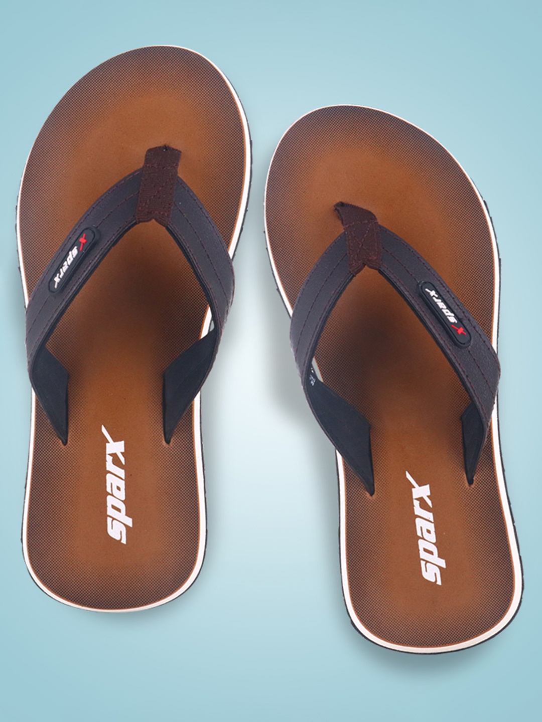 

Sparx Men Brand Logo Printed Thong Flip-Flops, Brown