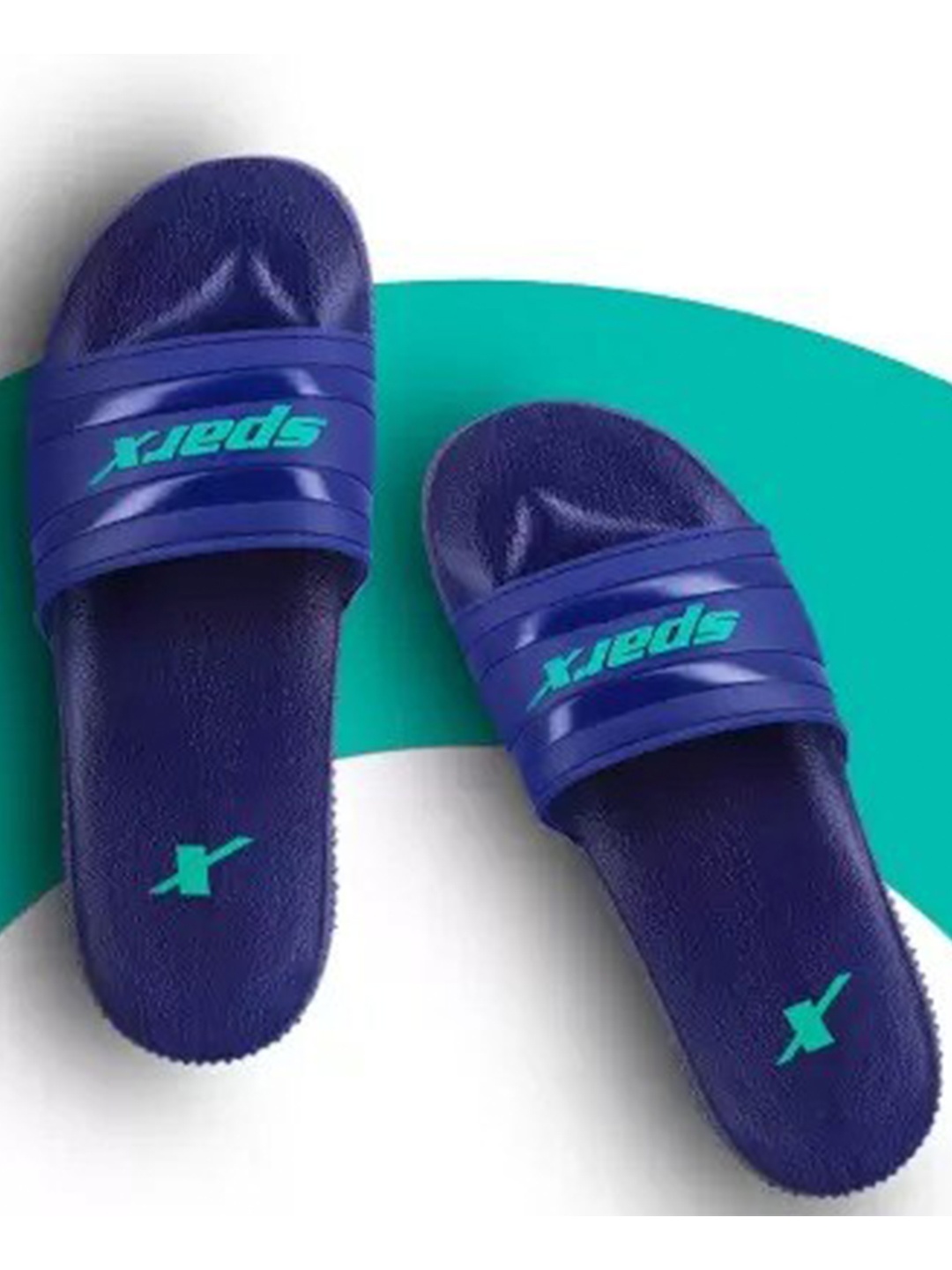 

Sparx Men Brand Logo Printed Sliders, Navy blue