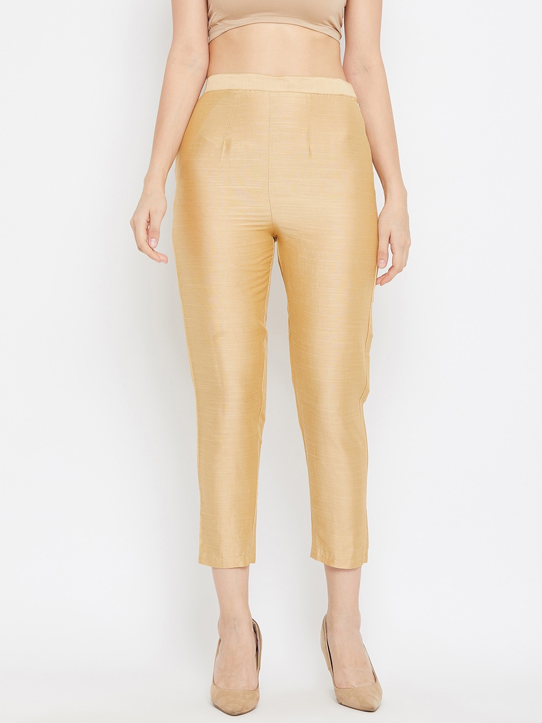 

Clora Creation Women Smart Easy Wash Cigarette Trousers, Beige