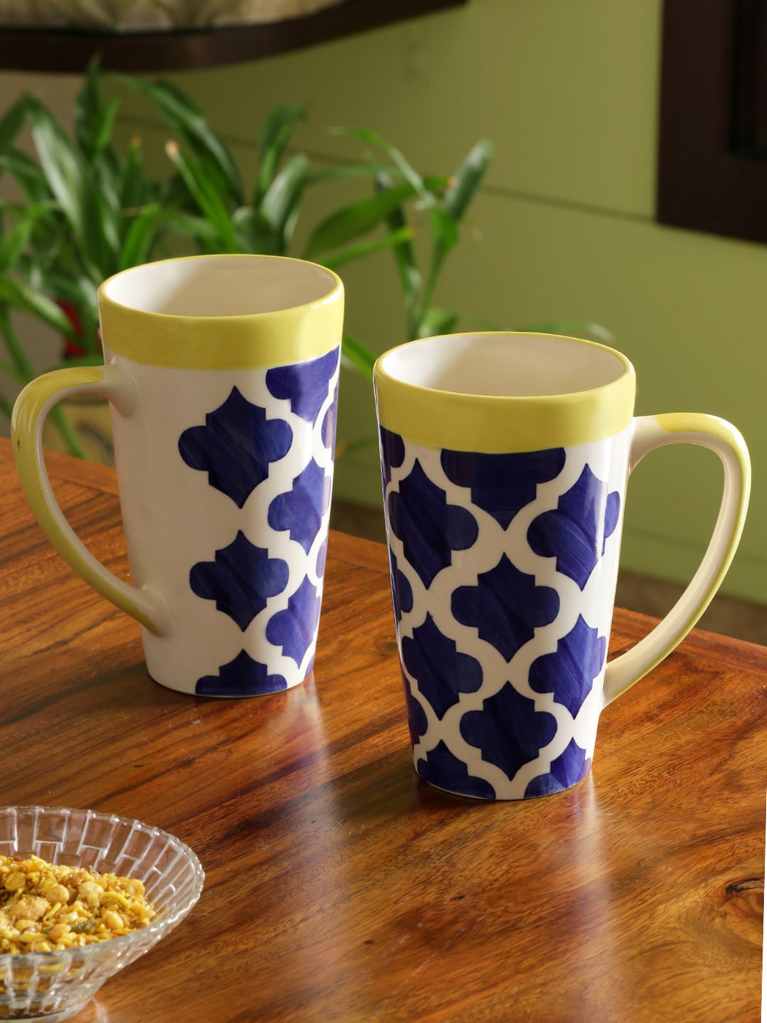 

ExclusiveLane White & Blue 2-Pieces Printed Ceramic Glossy Mugs - 480ml Each